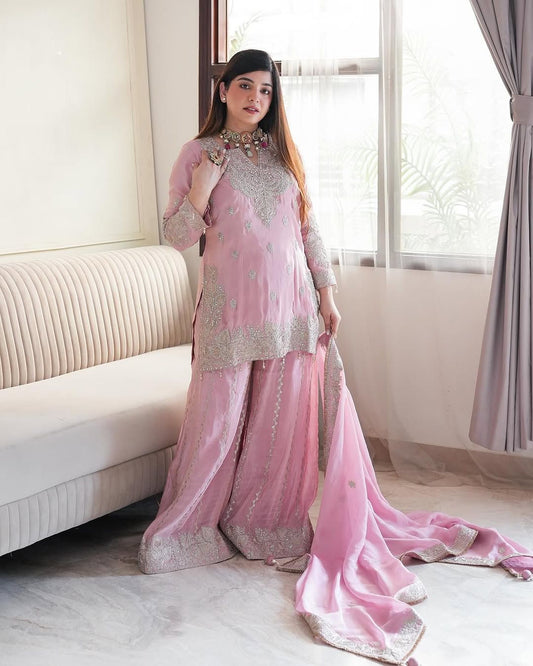 Product Image - Elegant Designer Georgette Saree with Heavy Embroidery - Festive Wear