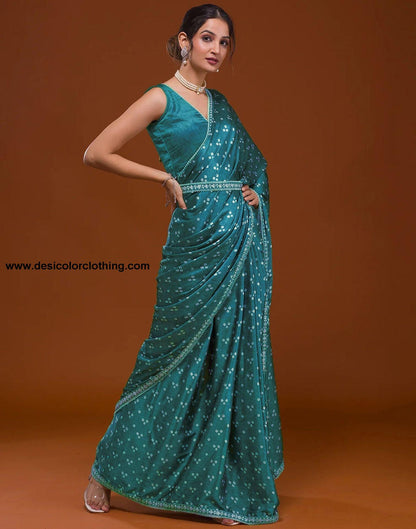 Rama Green Silk Bandhani Saree
