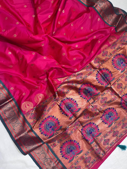 Product Image - Exquisite Soft Silk Saree with Paithani Meenakari Weaves - Festive Wear