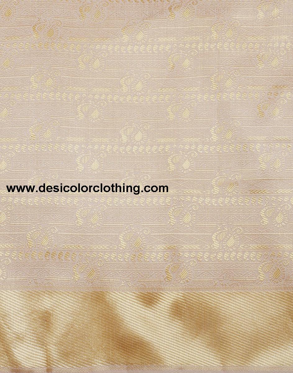 Cream Kanjivaram Silk Saree