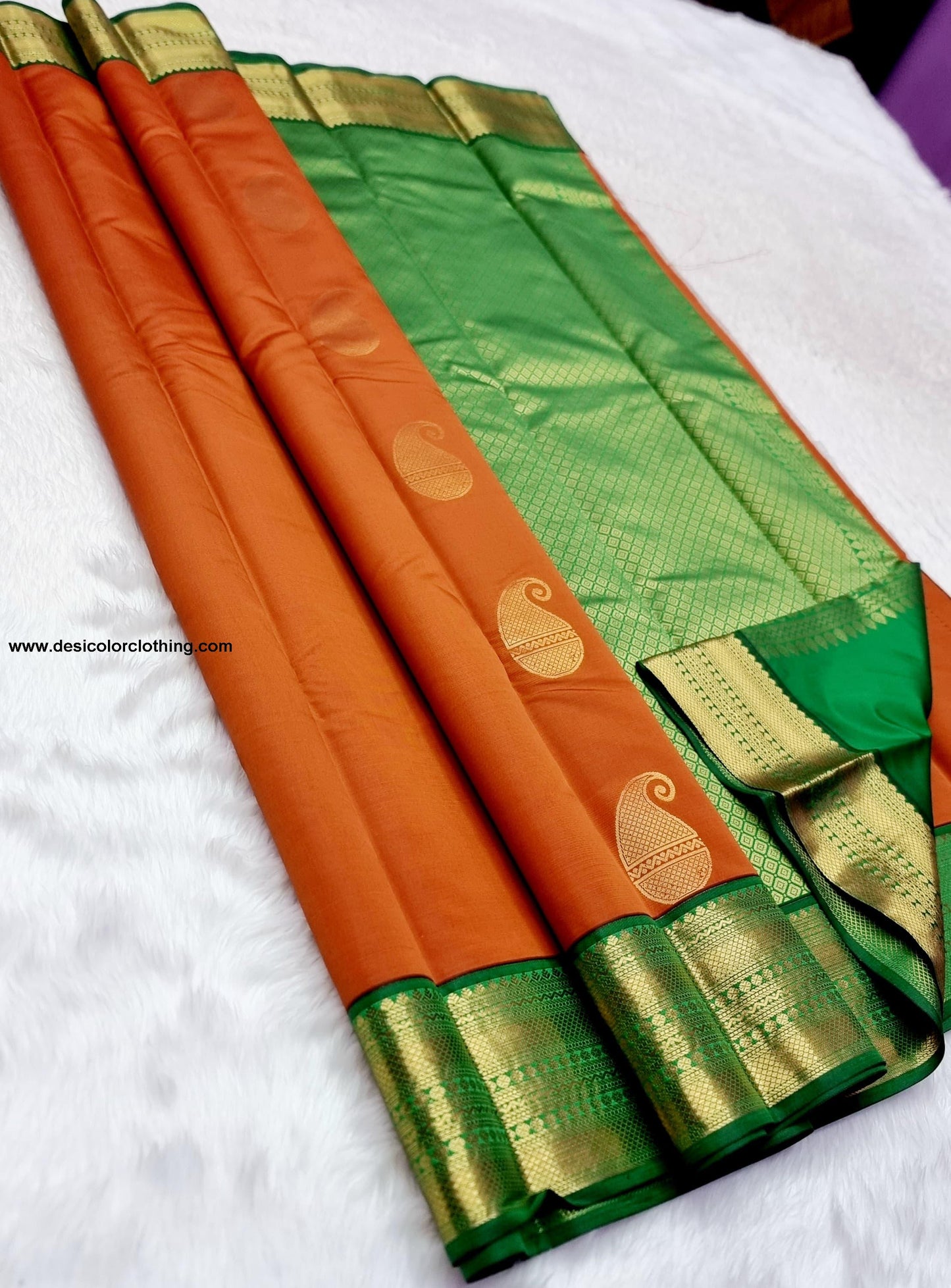 Kanchipuram Korvai Pattern Fancy Buttas Blended Silk Saree