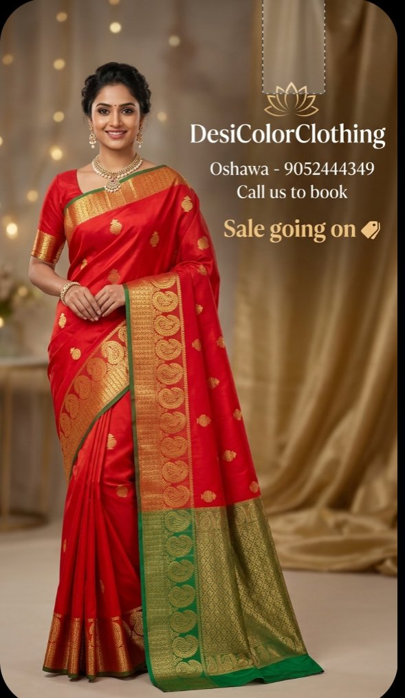 Product Image - Elegant Red Silk Saree - 1