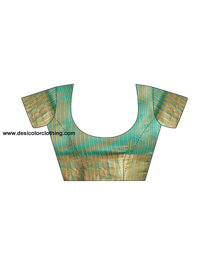 Turquoise Woven Silk Saree