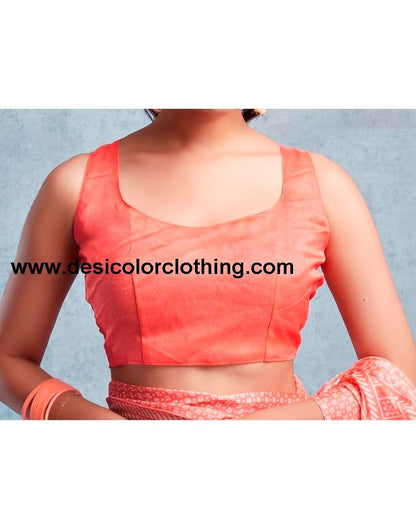 Peach Chiffon Printed  Saree