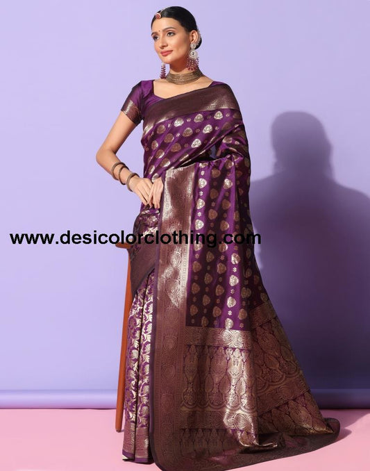 Purple Weaving Silk Saree