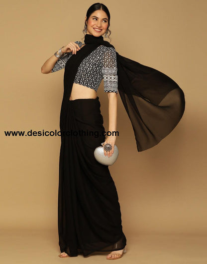 Black Georgette Saree