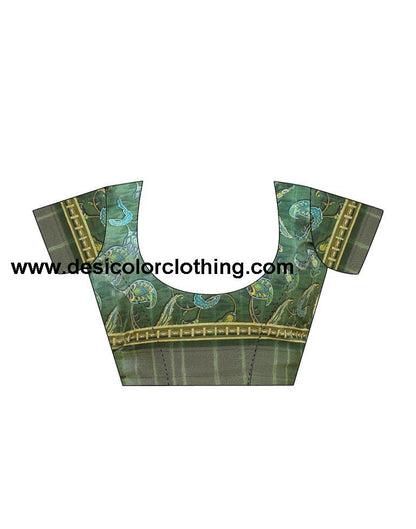 Dark Green Silk Printed Sarees