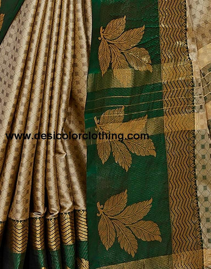 Beige Silk Woven Saree