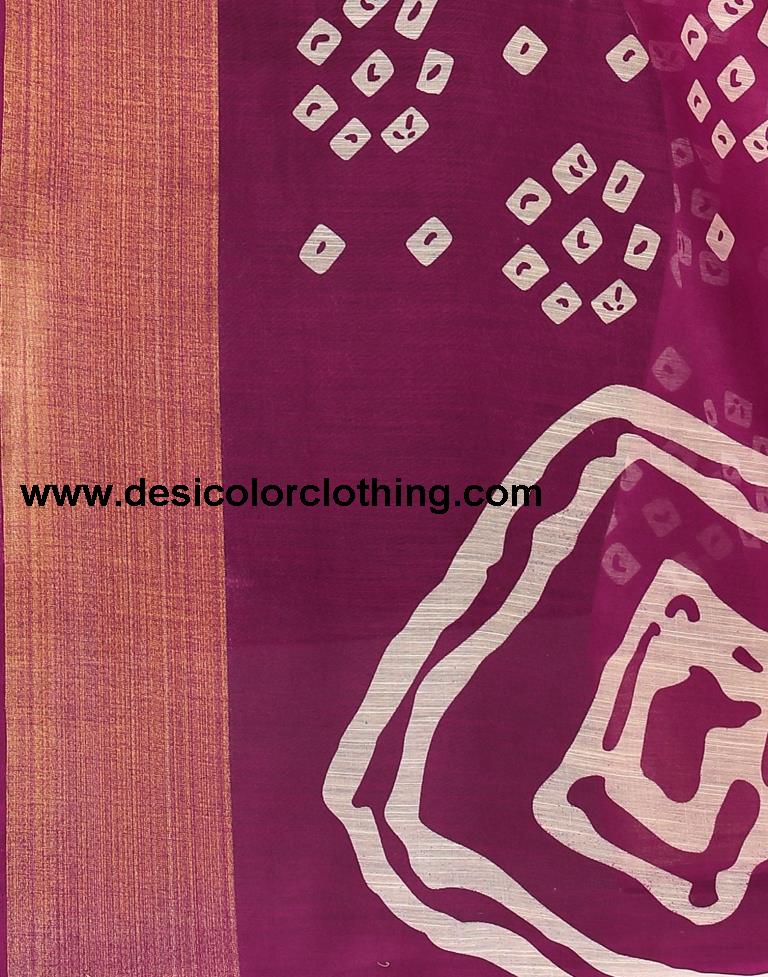 Wine Cotton Bandhani Saree | 1985S488