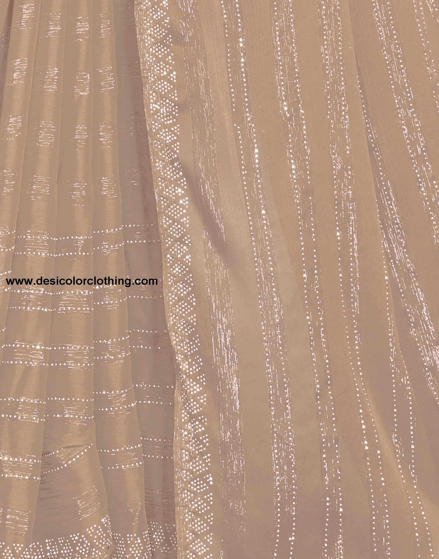 Beige Chiffon Stone Work Swarovski Saree