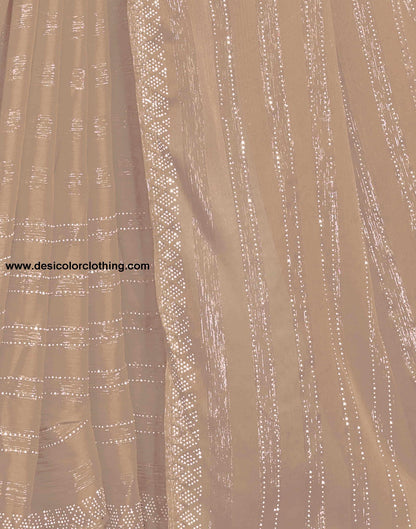 Beige Chiffon Stone Work Swarovski Saree
