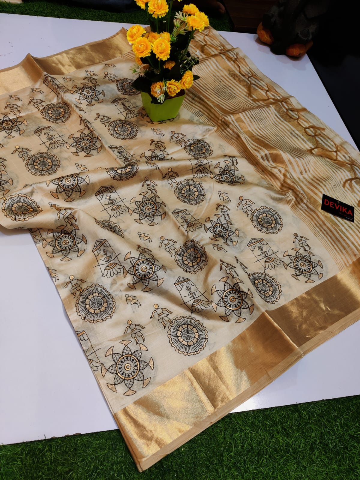 Product Image - Designer Georgette Saree with Exclusive Kalankari Weaving - Ethnic Wear