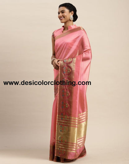 Rose Pink Organza Saree