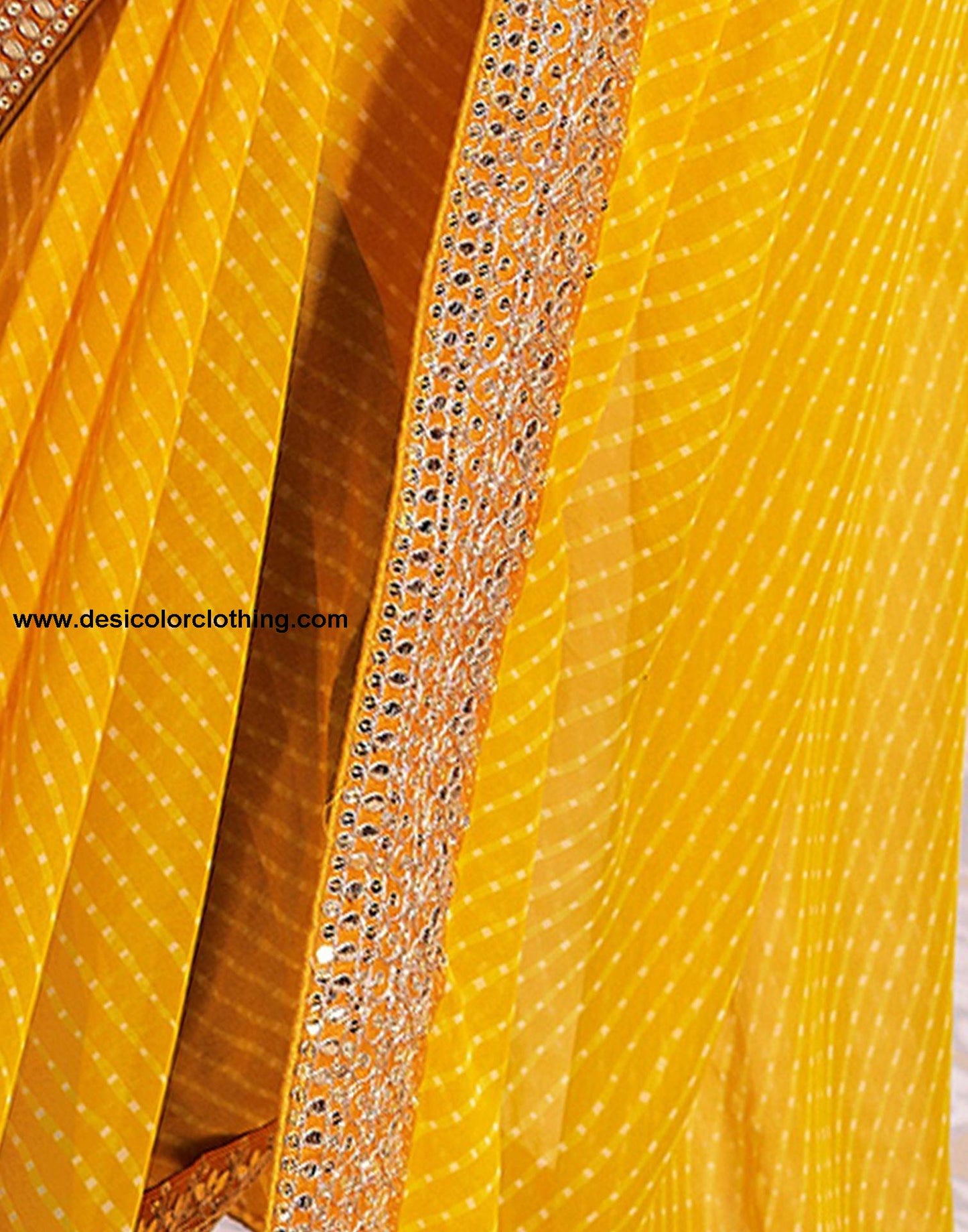 Yellow Plain Gergette Saree