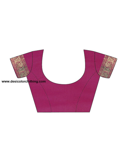 Wine Jacquard Silk Saree