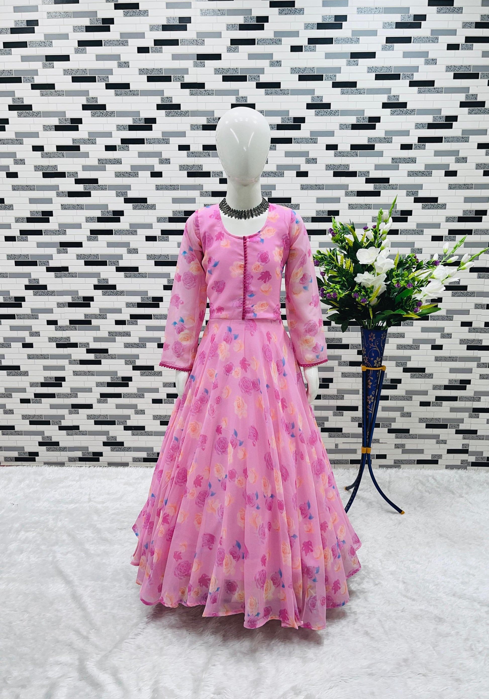 Product Image - Beautiful Kids Gown Set - Heavy Fox Georgette