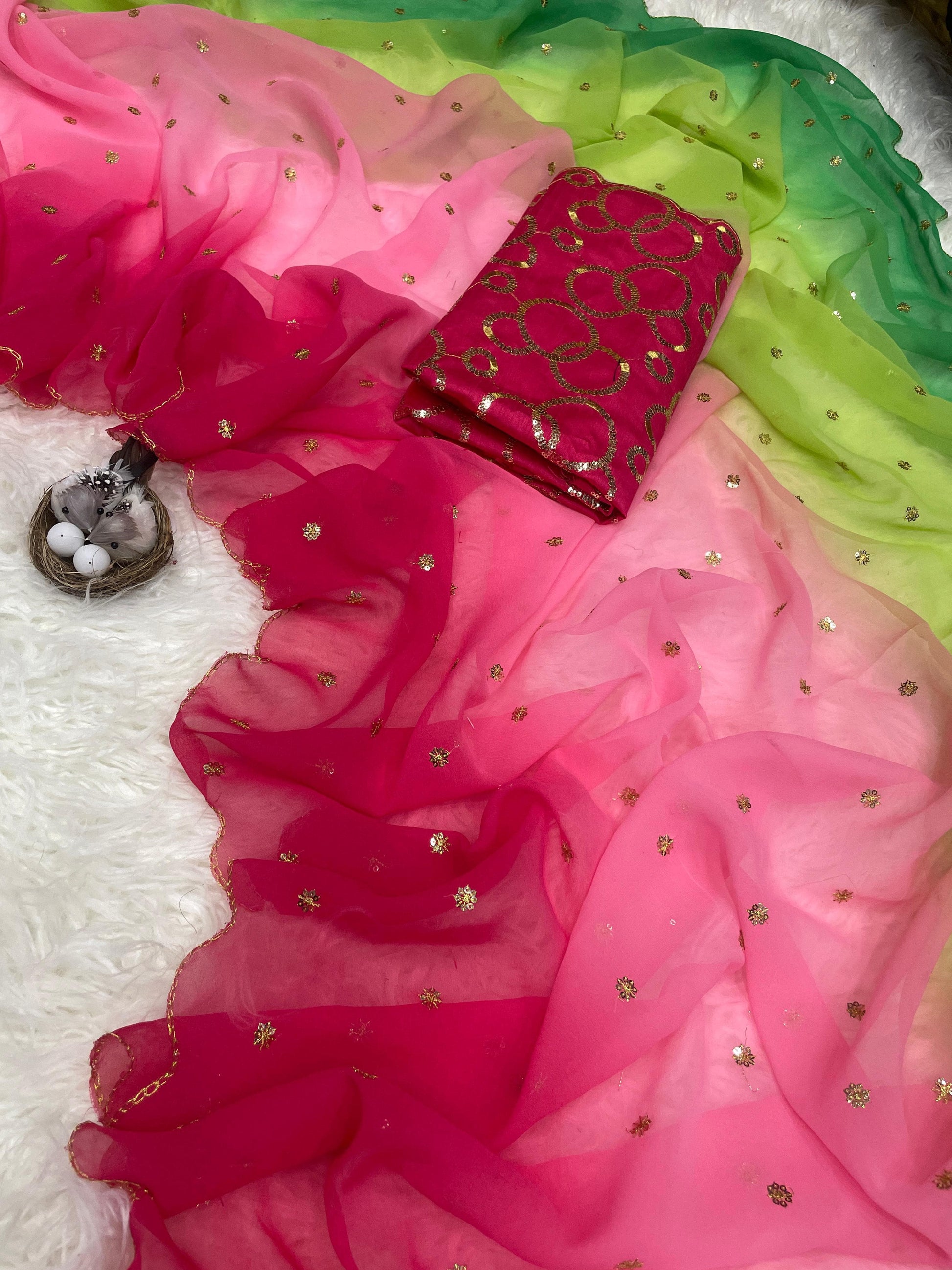 Product Image - Elegant Pure Georgette Designer Saree for Festive & Wedding Wear