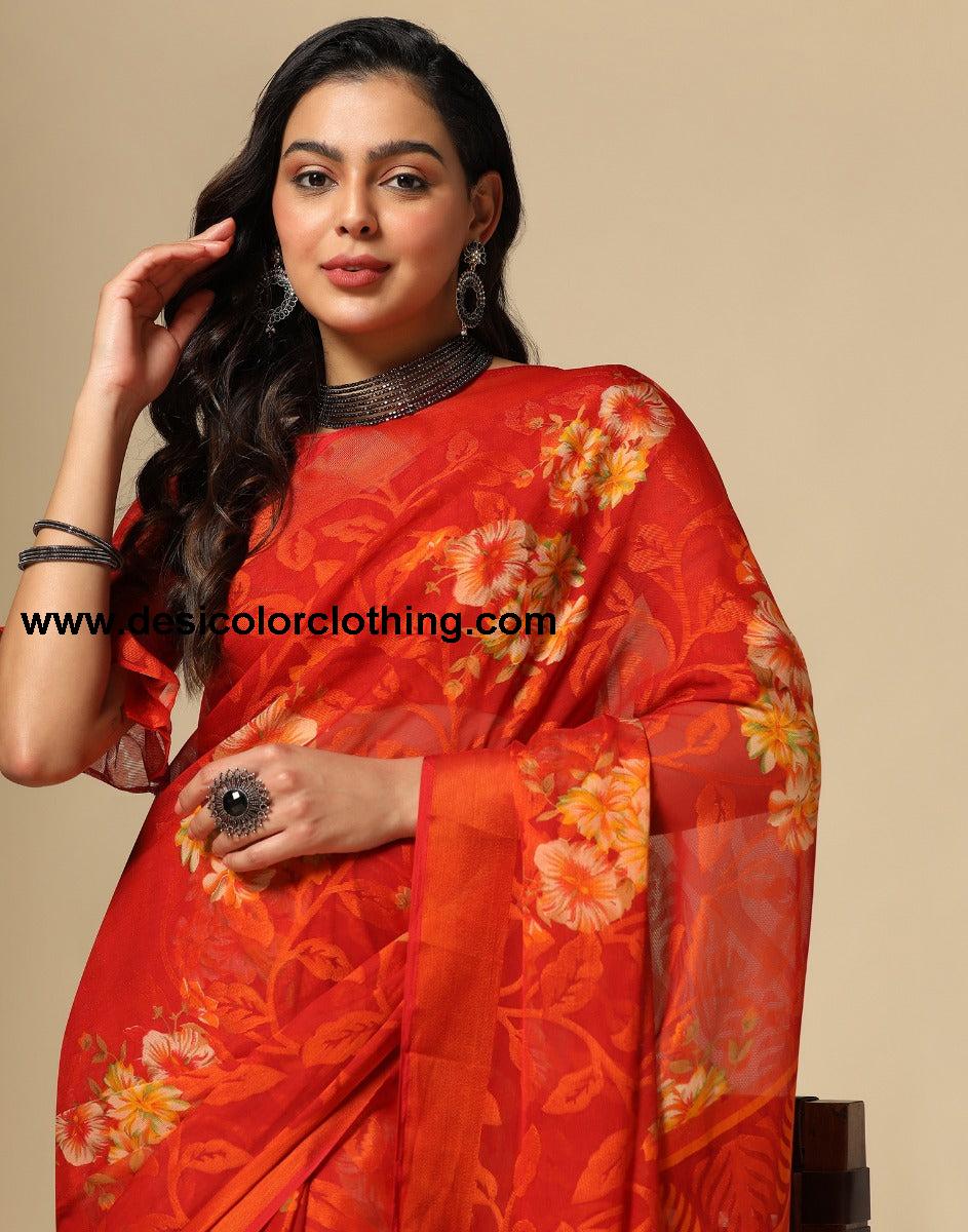 Red Brasso Saree