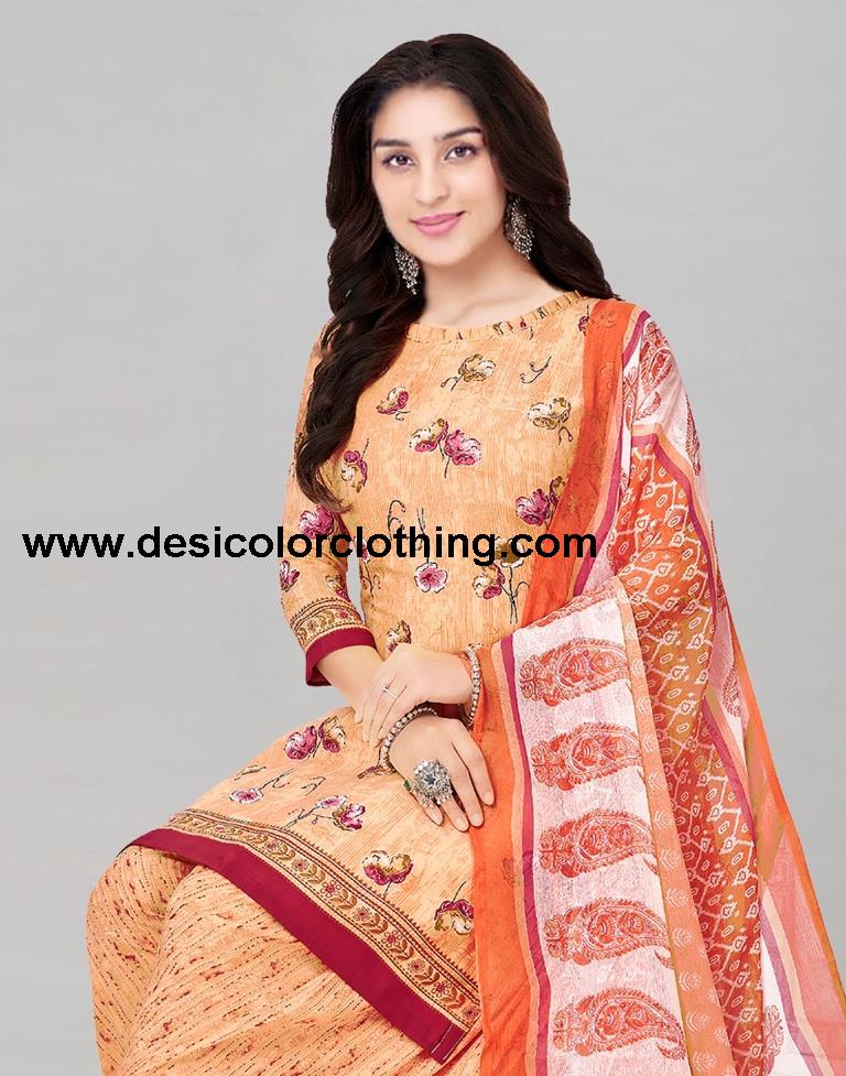 Printed Polyester Unstitched Salwar Suit Material
