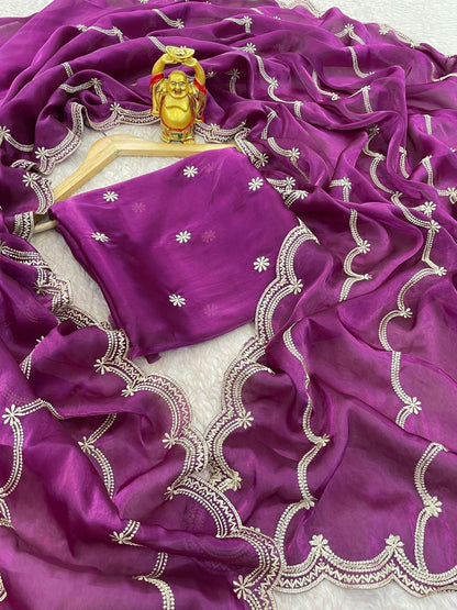 Product Image - KK Creation Designer Party Wear Saree | Georgette Fabric, Embroidery Work