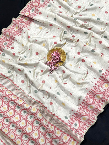 Product Image - Designer Kovai Cotton Jamdani Saree with Minakari Work