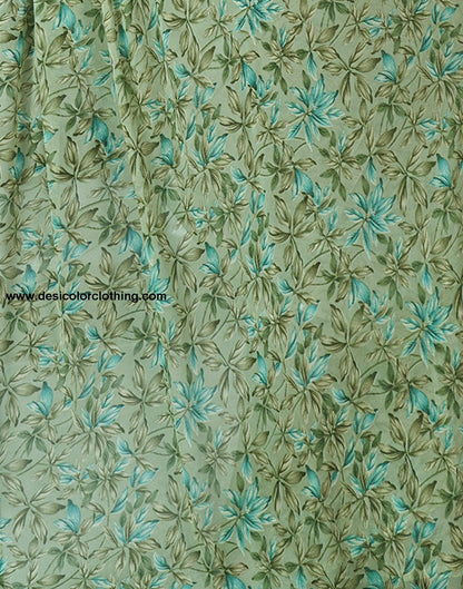 Dusty Green Georgette Printed Saree