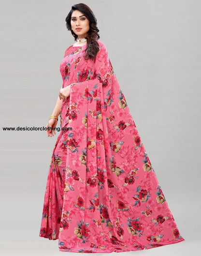 Pink Printed Saree | 1850S178