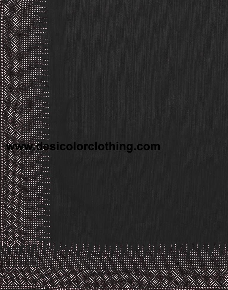 Black Plain Georgette Saree