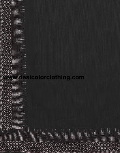 Black Plain Georgette Saree