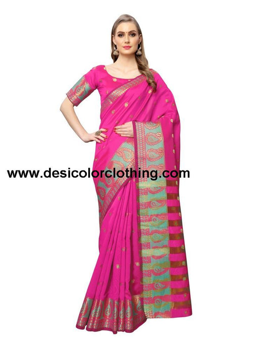 Pink Coloured Poly Silk Jacquard Partywear saree