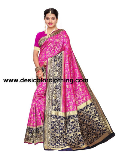 Pink Coloured Poly Silk Banarasi Jacquard Partywear saree