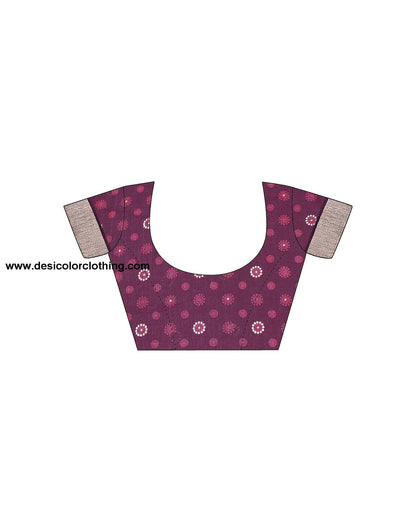 Wine Printed Cotton Saree