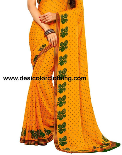 Yellow Coloured Chiffon Printed Casual saree