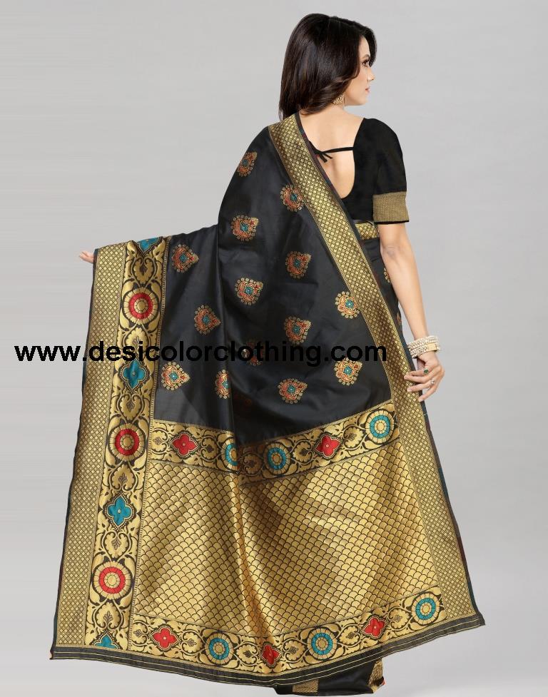 Black Banarasi Silk Saree