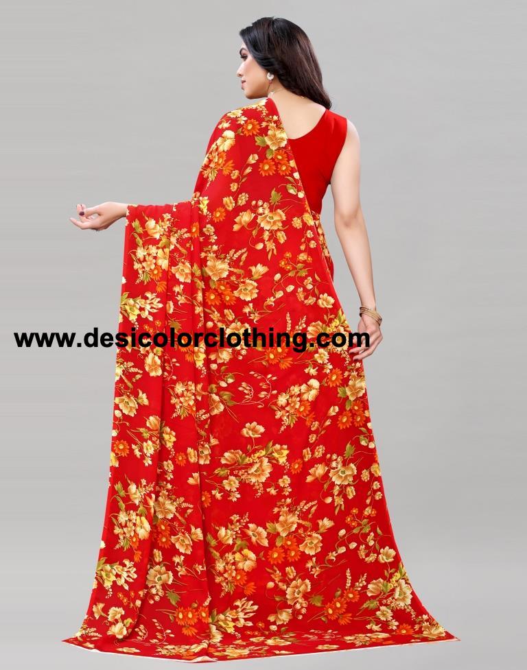 Red Printed Saree | 2082S641