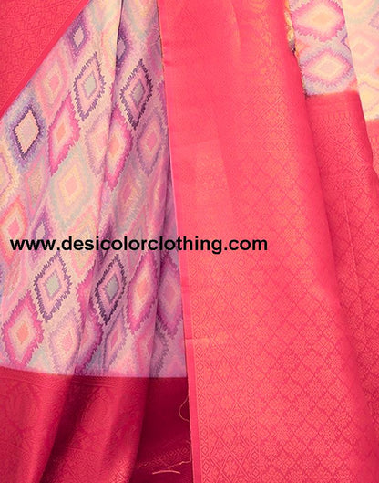 Rose Pink Silk Printed Ready To Wear