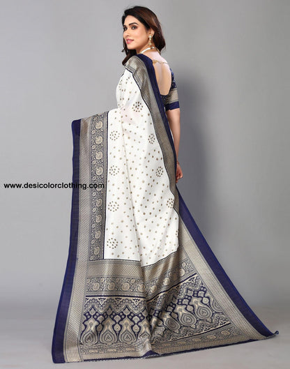 White Silk Bandhani Saree