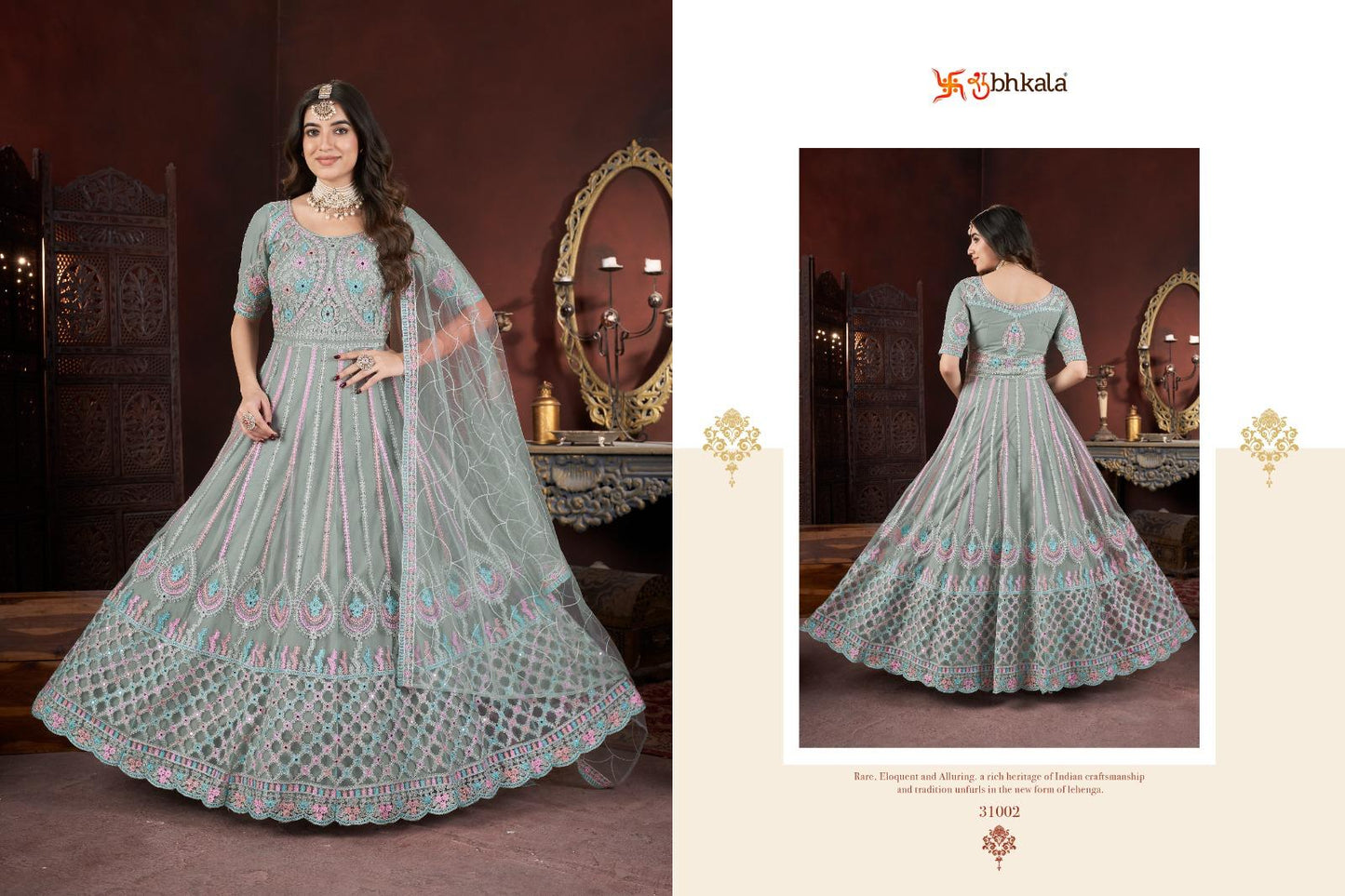 Product Image - Exclusive Long Floor Length Embroidered Gown Collection by SHUBHKALA