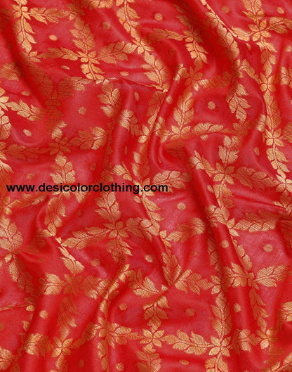 Red Coloured Banarasi Cotton Silk Saree