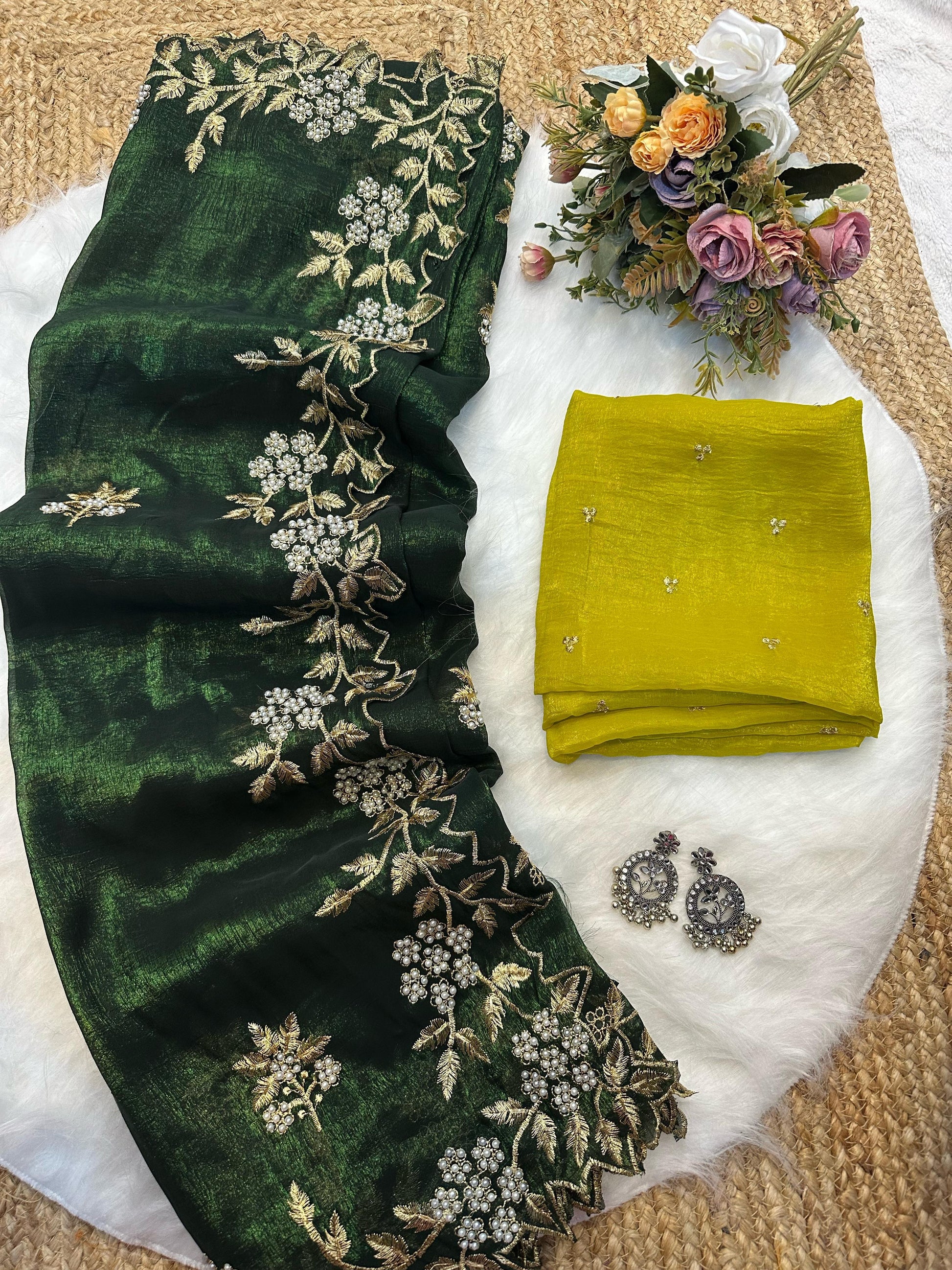 Product Image - Crunchy Crush Soft Saree with Exquisite Embroidery