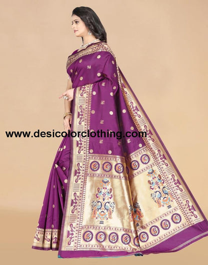 Purple Paithani Silk Saree