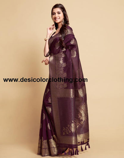 Wine Tassel Saree