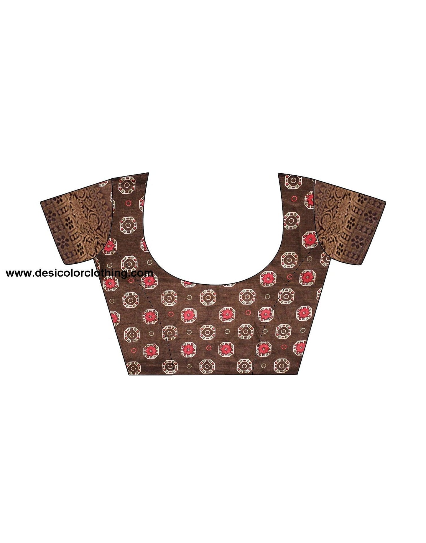 Brown Silk Printed Saree