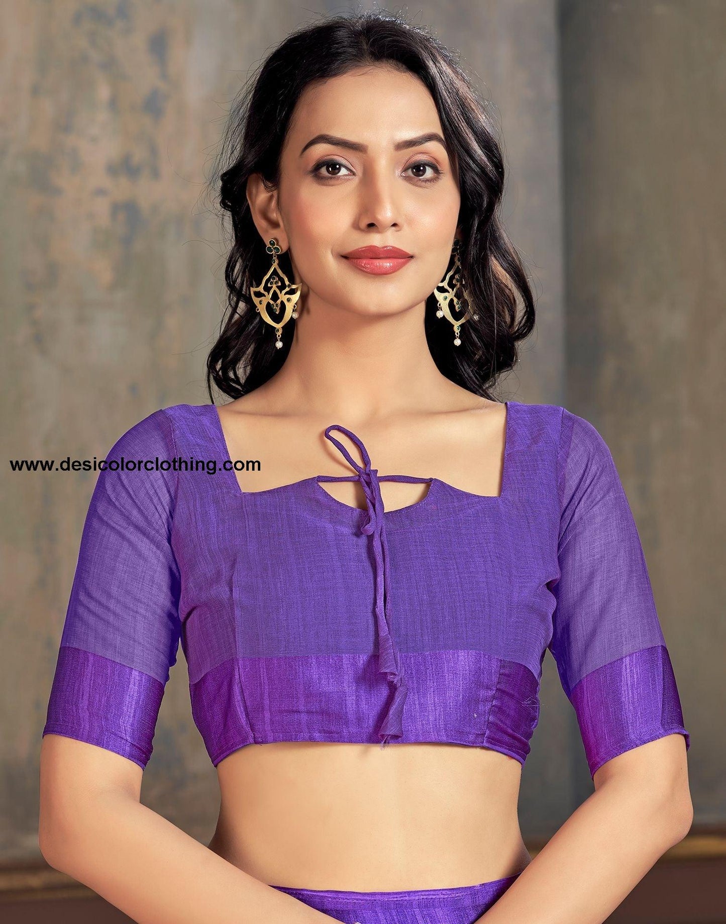 Purple Printed Chiffon Saree