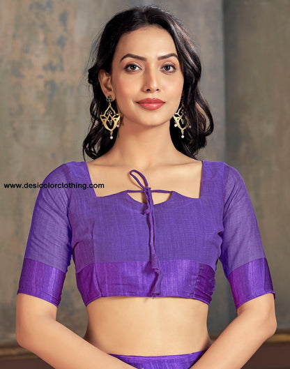 Purple Printed Chiffon Saree