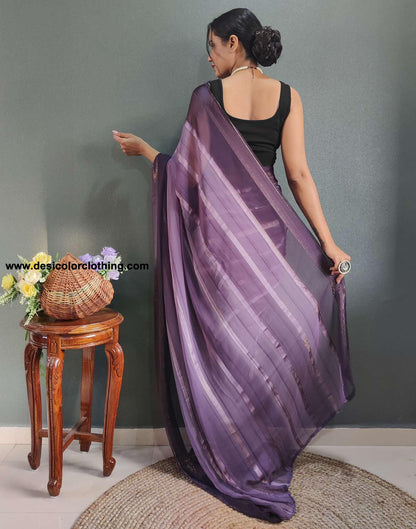 Dusty Lavender Weaving Georgette Pre-draped Saree