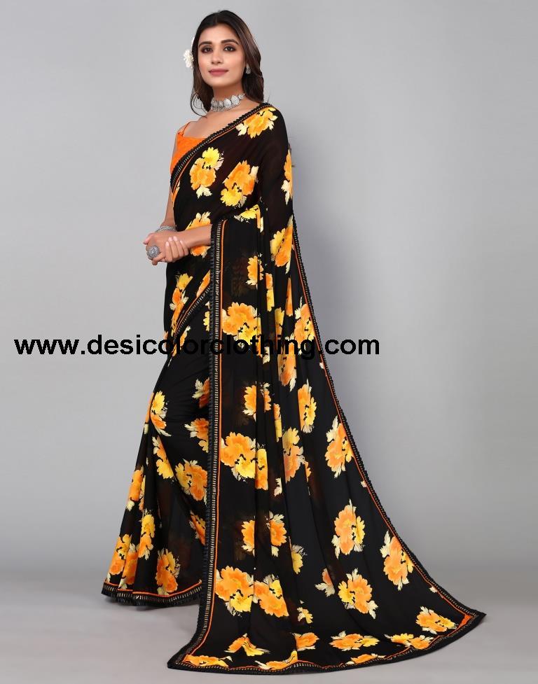 Black Georgette Saree