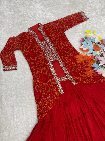 Product Image - Designer Bandhej Lehenga Choli & Shrug - Shree Ram Creation