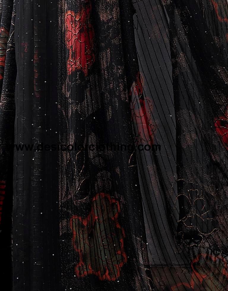 Black Georgette Printed Sarees