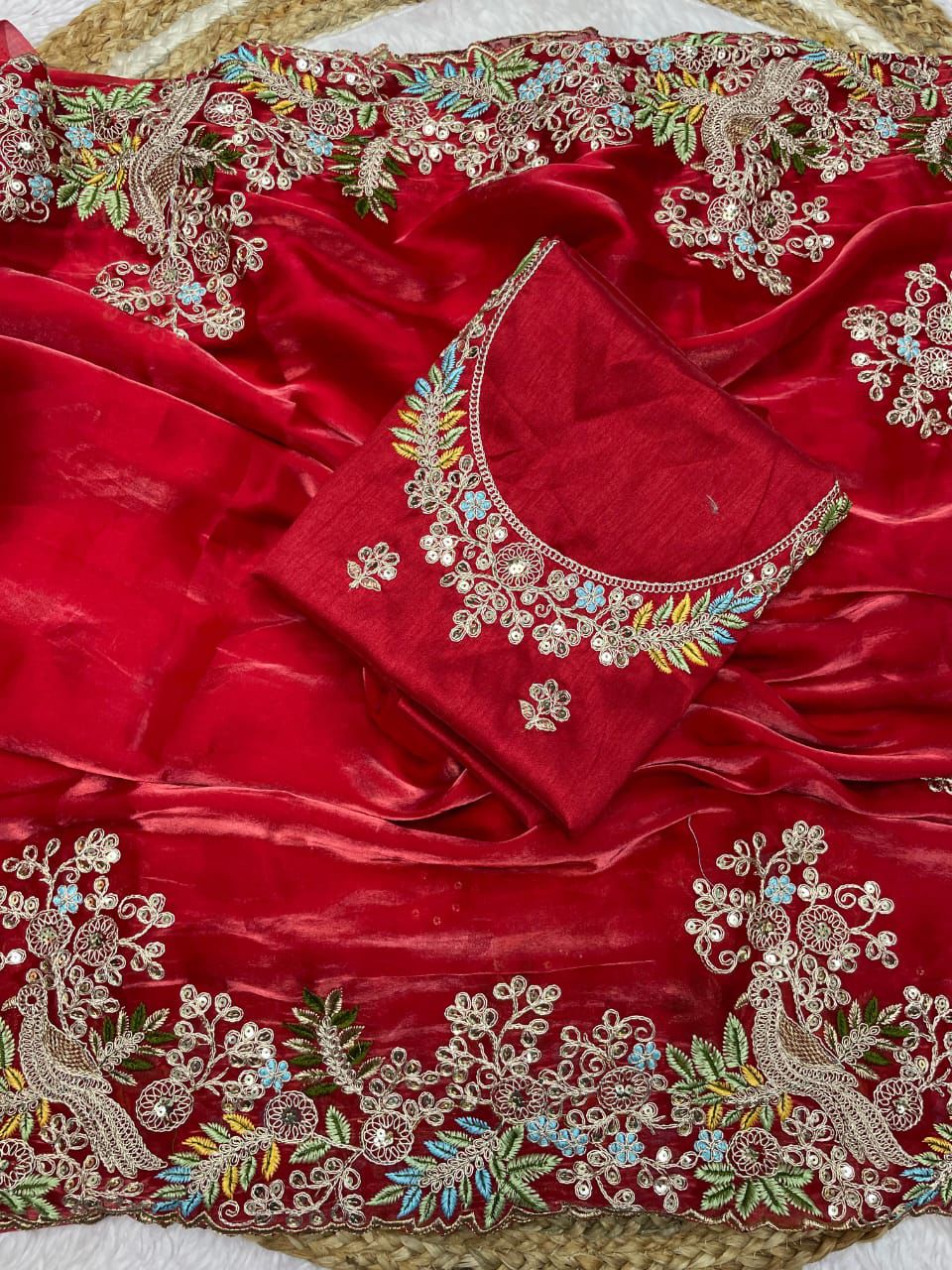 Product Image - Elegant Viscose Georgette Saree with Banarasi Multi Embroidery | Festive Wear